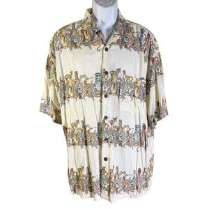 Gotcha Sport Men's Short Sleeve Button Down Hawaiian Shirt White XL